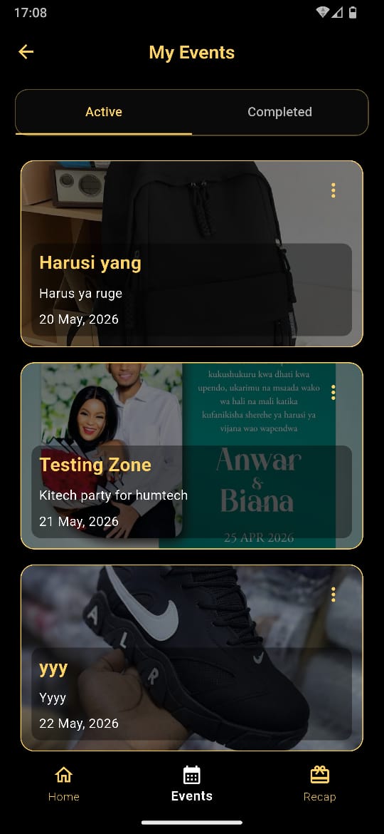 B Konekti mobile app screenshot — gatherings